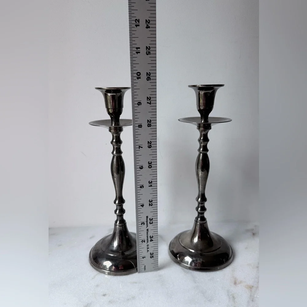 Elegant Silver Candlestick Holders set of 2. 9.5” high